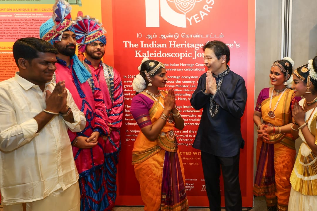 PM Lawrence Wong with performers at the Indian Heritage Centre's 10th Anniversary Dinner